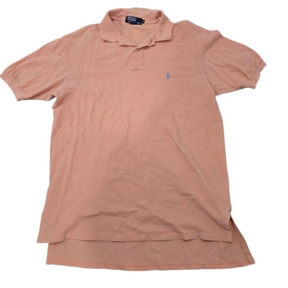 Polo Ralph Lauren Mens Salmon Pink Cotton Pique Short‎ Sleeve Polo Shirt Large